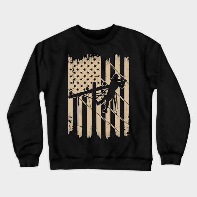 Lineman American Flag Gold Version Crewneck Sweatshirt by QUYNH SOCIU